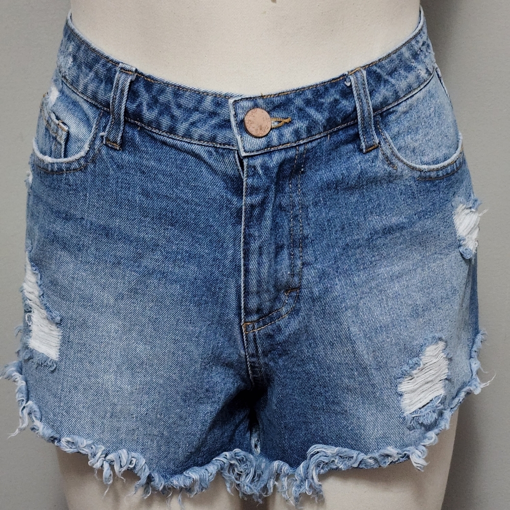 Toast Jeans blue distressed denim cutoff shorts size large